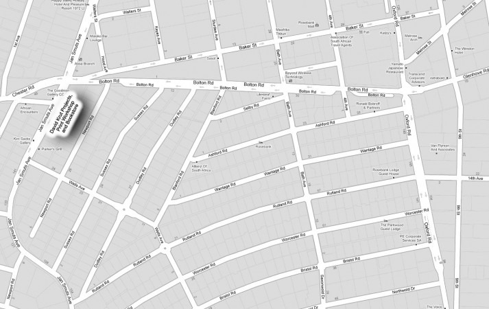 Map to David Krut Projects, Johannesburg