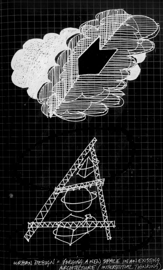 Hobbs Tatlin Tower and cloud drawing
