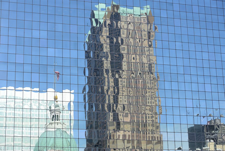 This St. Louis skyscraper with reflective windows tapped into Hobbs's fascination with urban regeneration and camouflage. 