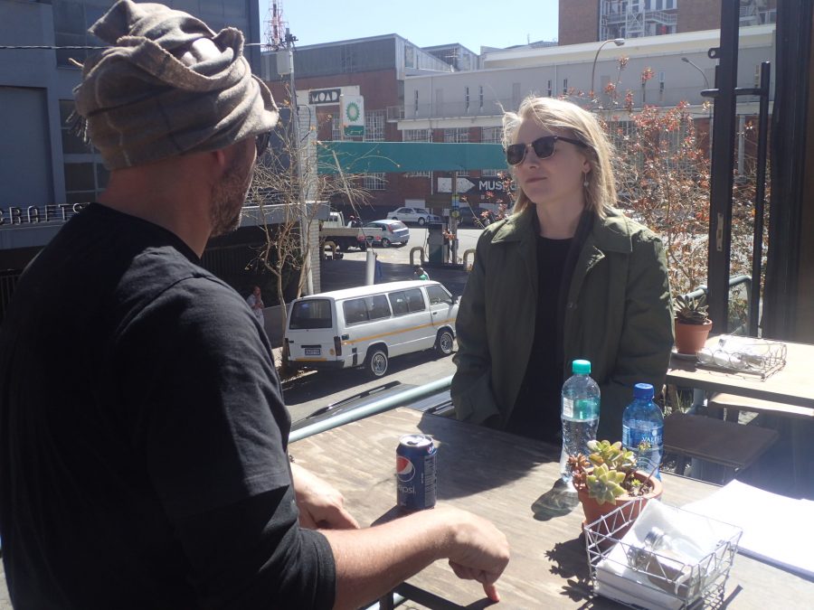 DK Associated artist, Stephen Hobbs, treated Johnson to lunch in Maboneng on her first day in Joburg.